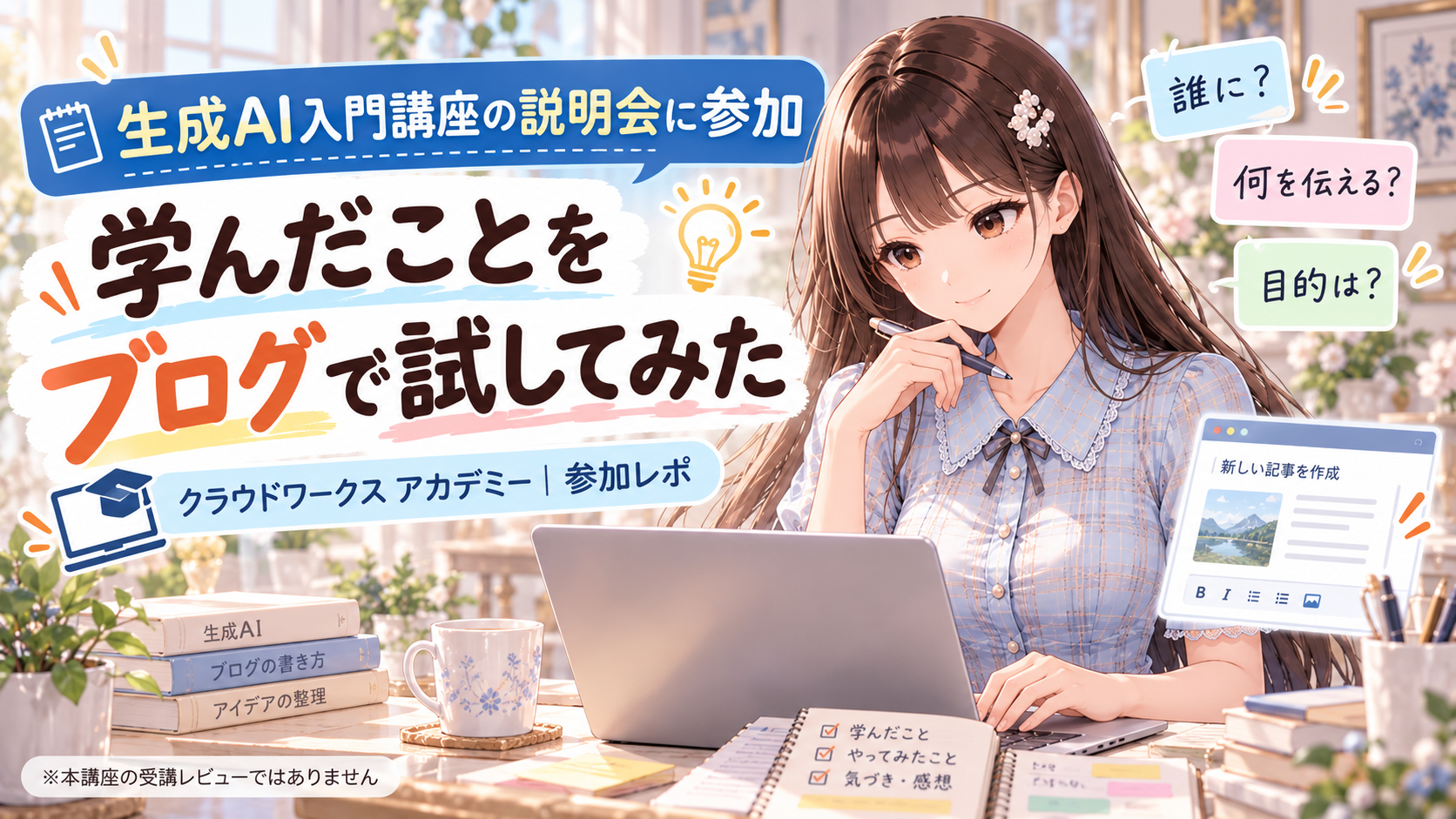 生成AI入門講座の説明会で学んだことをブログで試した参加レポート